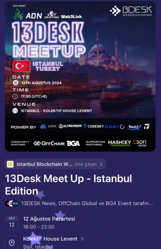 xbtirfan's tweet photo. 12.08.2024 tarihin de @offchainIST tarafından düzenlenecek olan @13Desk @hashkey hackathon jürileri ben @OguzhanTaskran  ve @Cryptotalees olacağız. 

Etkinlik Kolektif House'ta gerçekleşecek. Daha fazla bilgi ve giriş için kaydolun.

(https://t.co/nuwjITgfOB…)
 Müsait olan herkesi bekleriz.