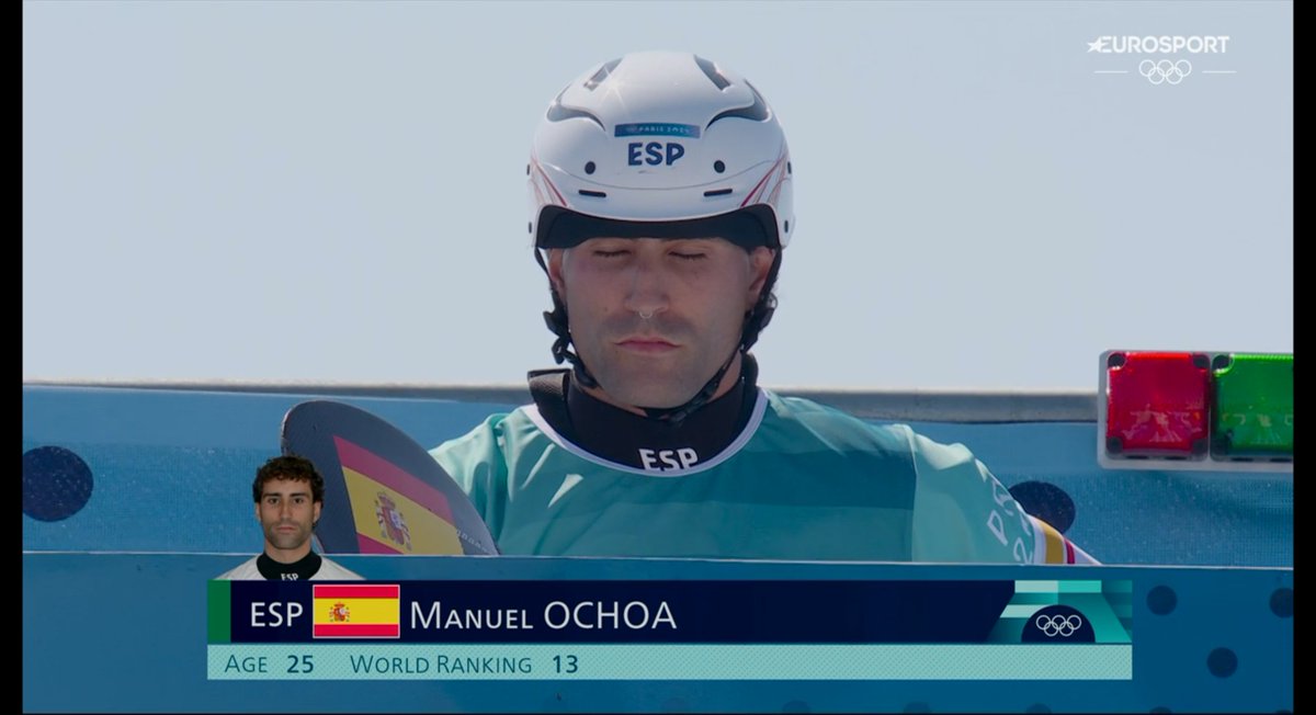 Info_Olimpica's tweet photo. Manuel Ochoa eliminado en cuartos de final del kayak cross por saltarse la última puerta del recorrido cuando iba en primera posición de su serie. https://t.co/GDKMNVJWvl
