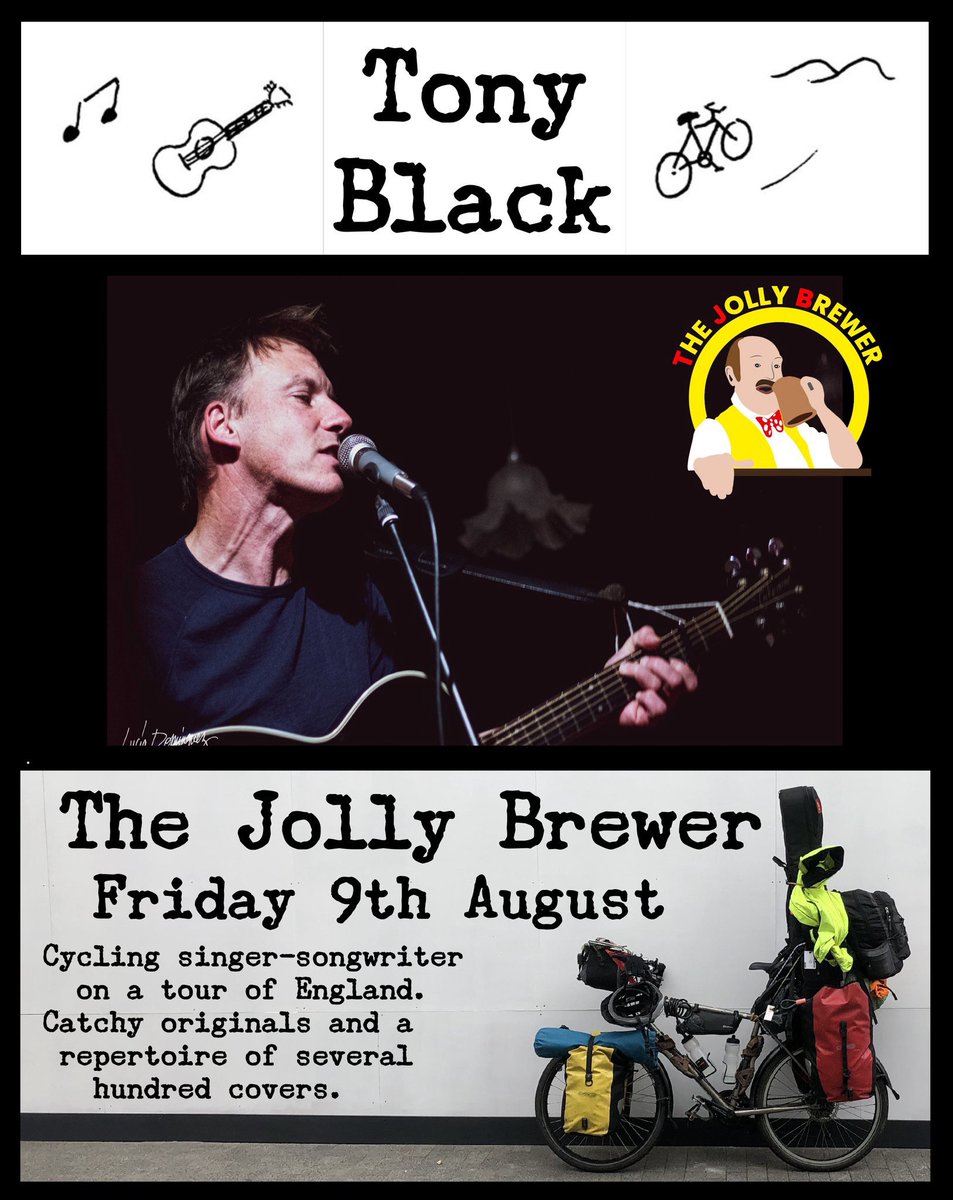 PLEASE READ! Lincoln! Something very different this Friday 9th August down at The Jolly Brewer. Since 2017, Tony Black has been traveling as a cycling troubadour, pedaling from Glasgow to Barcelona and serenading audiences in bars, cafés, pubs, and on the streets?
