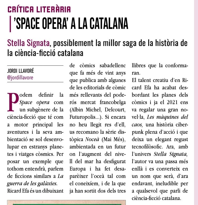 jordillavore's tweet photo. Aquest mes, en un @zona_sec amb un disseny renovat, hi trobareu la meva ressenya sobre la saga d'space opera escrita per @Ricardefa i publicada per @MaiMesLlibres 🚀 https://t.co/1rhXphEKQi