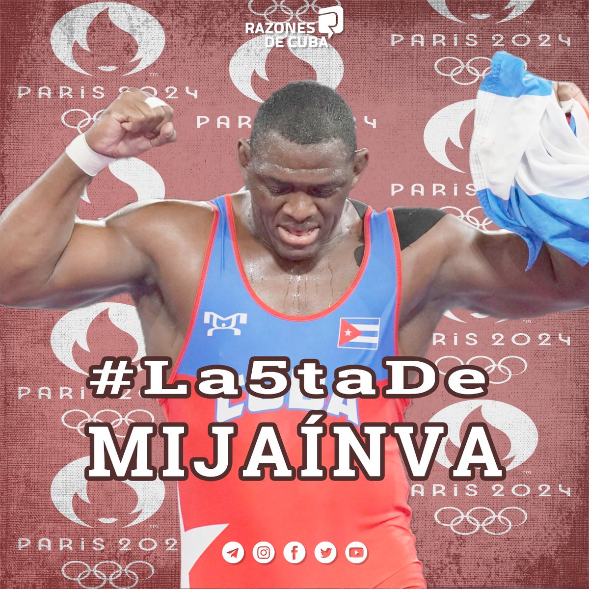 Debut del astro cubano de la lucha grecorromana Mijaín López (130 kg) en #Paris2024📷#La5taDeMijaínVa #CubaInspira