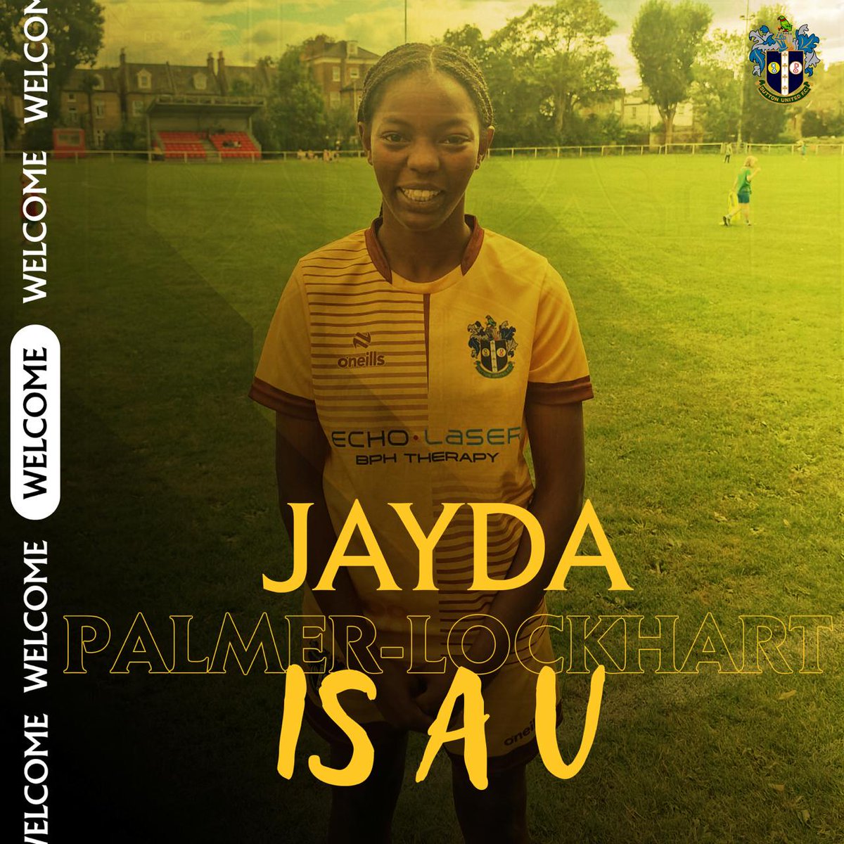 SuttonUtdWomen's tweet photo. We are delighted to welcome Jayda Palmer-Lockhart to the club. Jayda can play on the wing or up top and has impressed us during Pre season and scored a hat trick for the reserves in yesterdays win v Hersham. #AmberArmy #ForeverAmber #WelcometoSutton https://t.co/qd7m43iET3