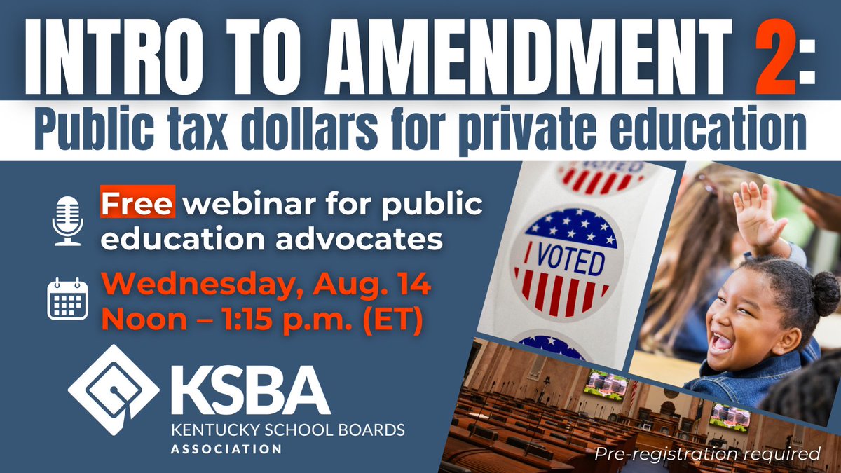 KY voters decide this fall whether to give lawmakers new blanket authority to direct public tax $$$ to private schools. Join us Aug 14 at noon (ET) for a free webinar on Amendment 2, a.k.a. the Voucher Amendment. Register: bit.ly/46ooji7 #VoteNoOn2 #VoteNOonAmendment2