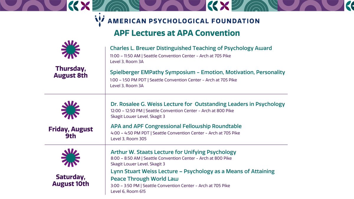 American Psychological Foundation (@ampsychfdn) on Twitter photo It's <a href="/APAConvention/">APA Convention</a> Week, and it's not too late to add our lectures to your schedule!ποΈ We can't wait to see you there!β¨ #APA2024 It's <a href="/APAConvention/">APA Convention</a> Week, and it's not too late to add our lectures to your schedule!ποΈ We can't wait to see you there!β¨ #APA2024