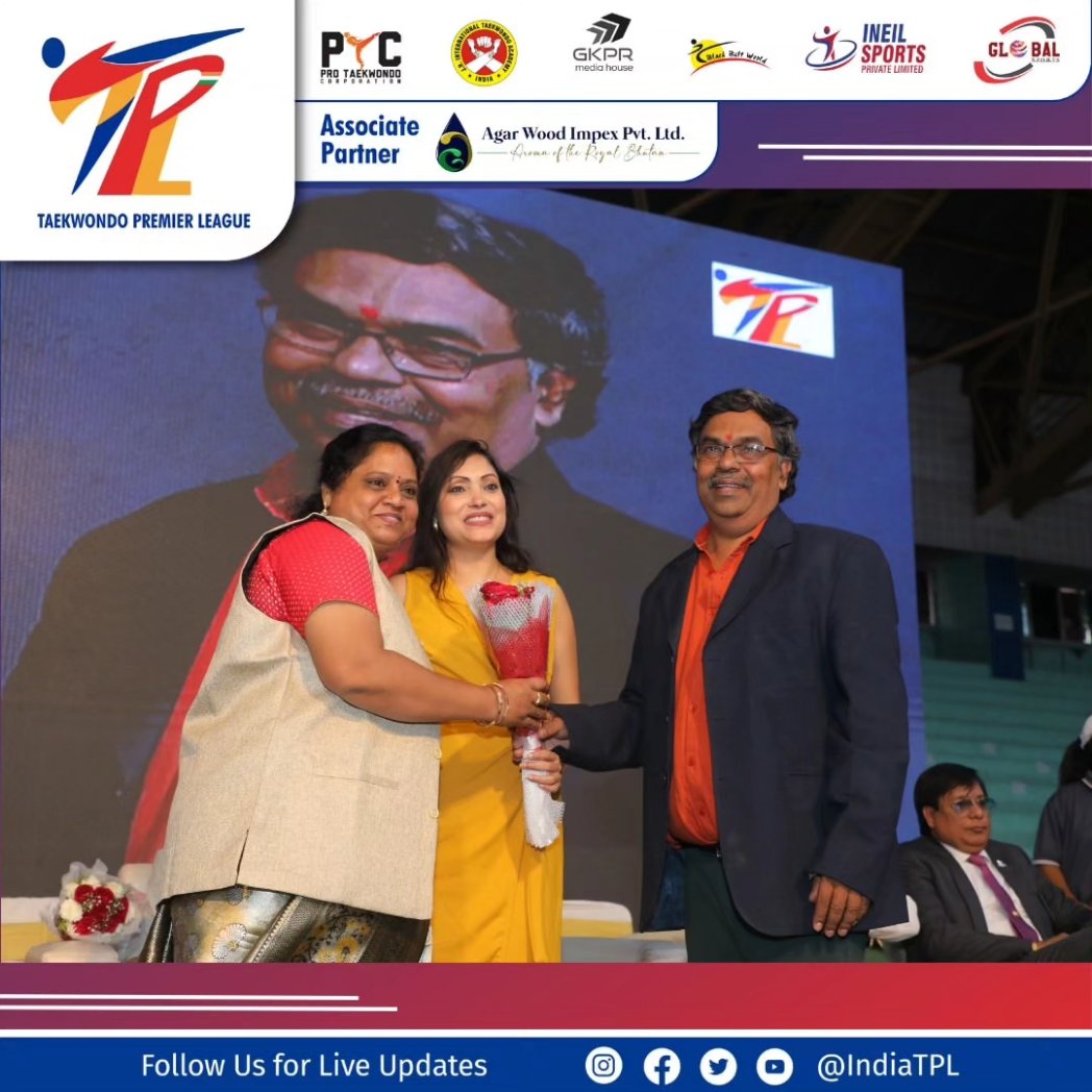 IndiaTPL's tweet photo. Exciting moments at the Grand Opening of Taekwondo Premier League Season 1 Leg 2! Mr. Ganesh Duvvuri, Founder and Director of TPL, extends a warm welcome to dignitaries, kicking off an electrifying showcase of martial arts talent and sportsmanship.

#TPLSeason1 #Leg2 https://t.co/vJhUqxqngg