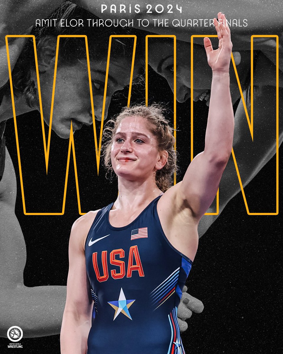wrestling's tweet photo. Amit ELOR 🇺🇸 took out reigning world champ Buse TOSUN 🇹🇷, 10-2, to move into the 68kg quarterfinals.

#roadtoparis2024 | #wrestleparis | #wrestlingparis | #PathtoParis https://t.co/cvuidKab8r