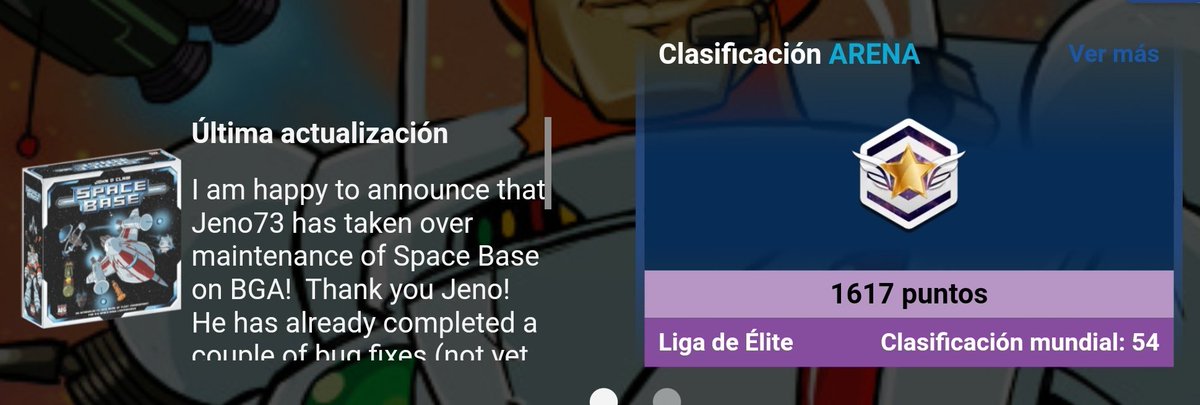 Posición 54 mundial (y español con mejor puntuación) en la Liga de Space Base en <a href="/BoardGameArena/">Board Game Arena</a> por el momento! A seguir defendiendo la posición!!! 😆 <a href="/MalditoGamesES/">Maldito Games</a>