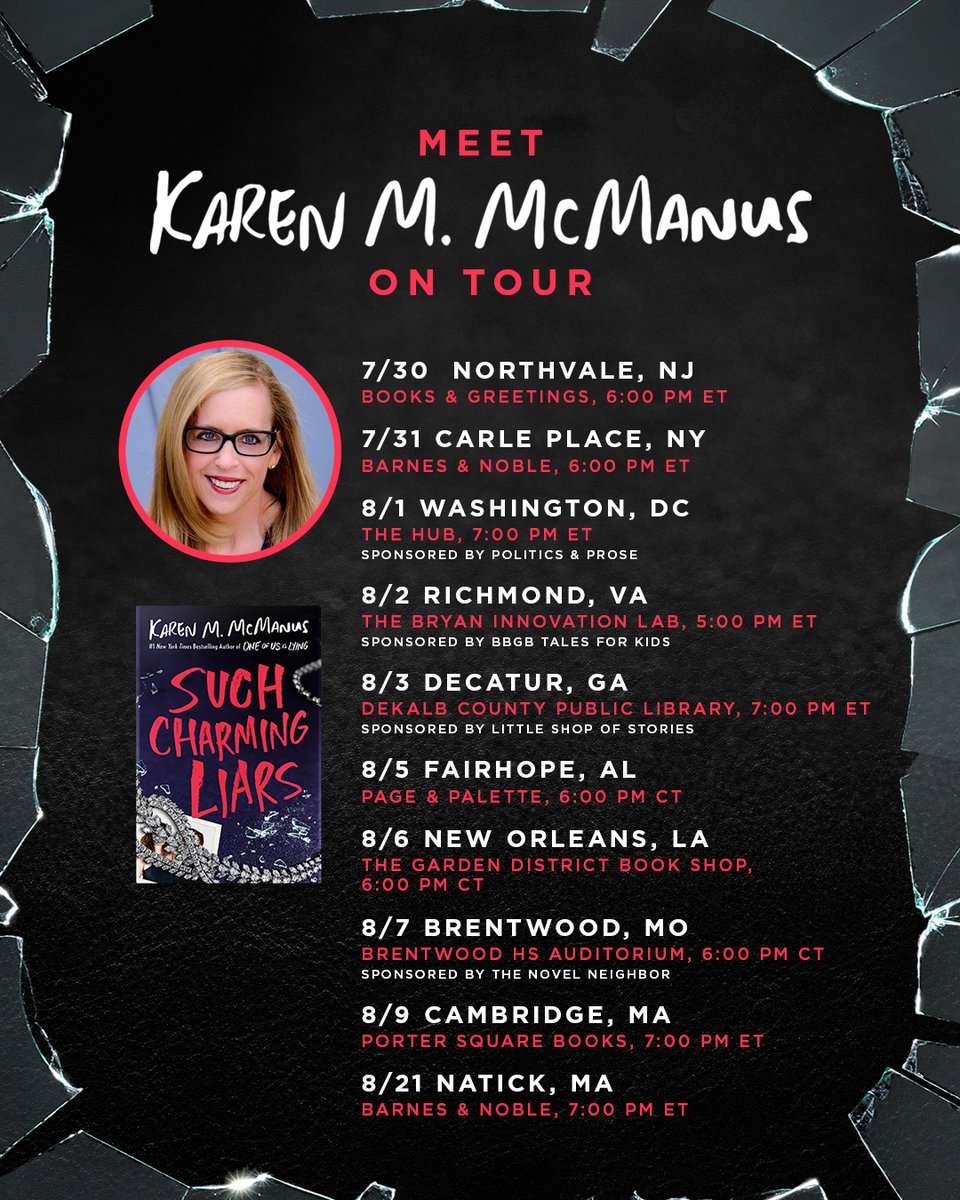 Underlined (@getunderlined) on Twitter photo Be charmed by the queen of thrillers herself, <a href="/writerkmc/">Karen M. McManus Updates</a>, as you celebrate the release of her new heist mystery, SUCH CHARMING LIARS 💎
Find an event near you: bit.ly/McManus-Events 👀 Be charmed by the queen of thrillers herself, <a href="/writerkmc/">Karen M. McManus Updates</a>, as you celebrate the release of her new heist mystery, SUCH CHARMING LIARS 💎
Find an event near you: bit.ly/McManus-Events 👀