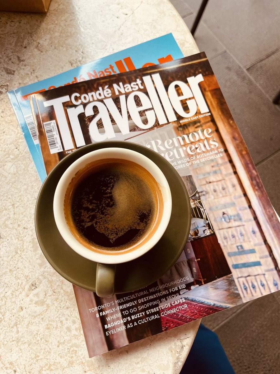 Coffee and traveling 😎 where to next? <a href="/cntravellerme/">Condé Nast Traveller Middle East</a>