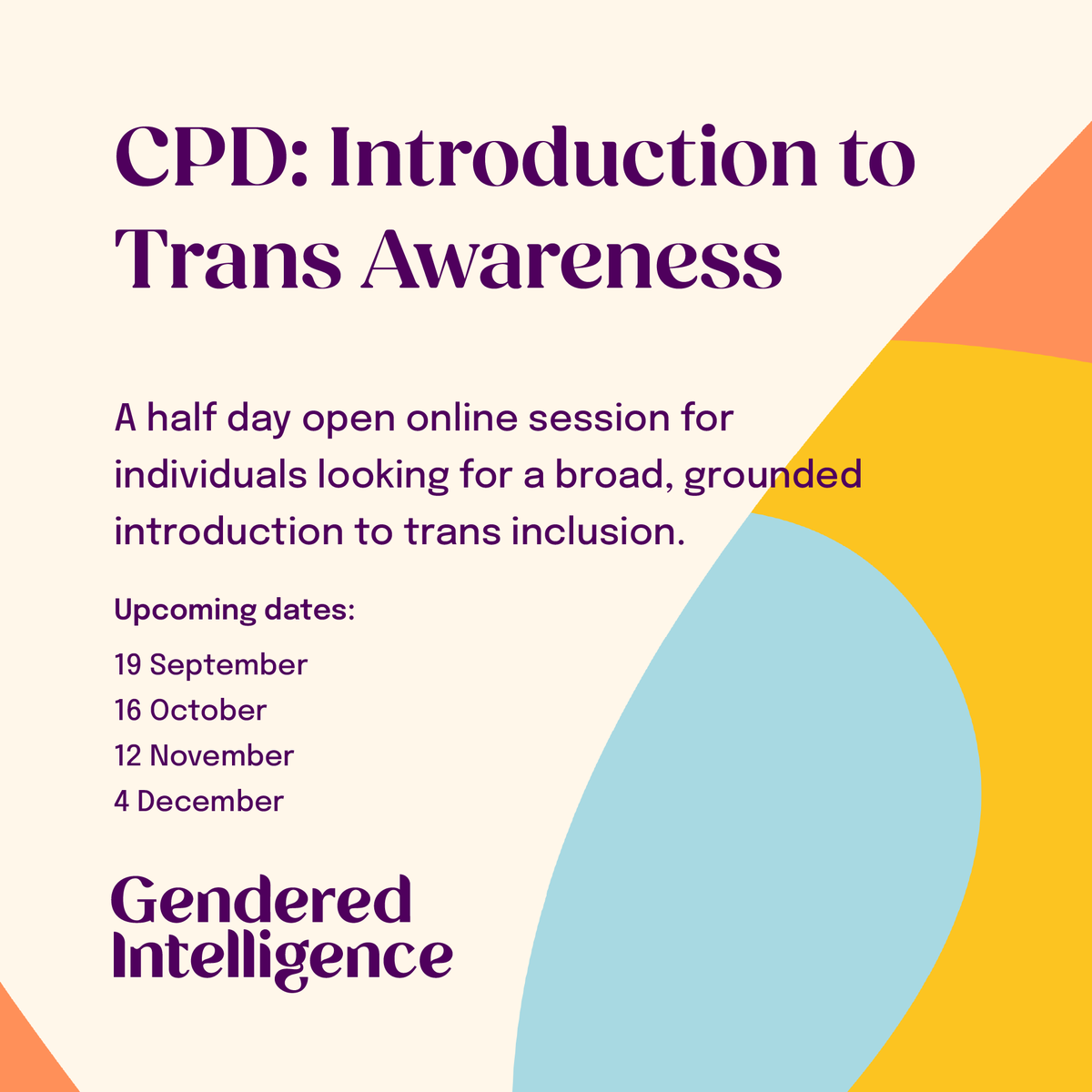 Genderintell's tweet photo. Are you looking to broaden your understanding of issues faced by trans people? Our half day online sessions are ideal for professionals across sectors.

For more info and to book: https://t.co/38NjYQsws5 https://t.co/EoeEXx6a9M