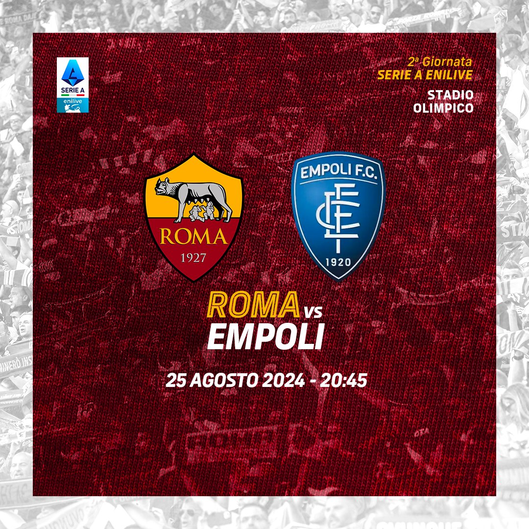 OfficialASRoma's tweet photo. 🏟️ Ci sono ancora biglietti per Roma-Empoli

Non mancare!
🎟️ https://t.co/5TuEhrY7rd

#ASRoma https://t.co/LuoKJNoTjS