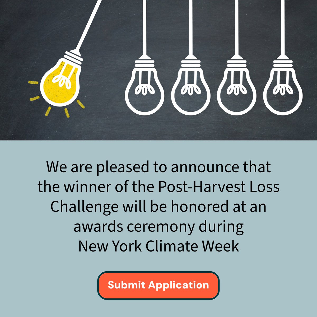 Less than 2 weeks to enter our Post-Harvest Loss Challenge! The winner not only gets $50k, but will also be honored at an awards ceremony during NYC Climate Week. Connect with industry leaders and showcase your innovation. 

Apply: lnkd.in/e2p4zAB8