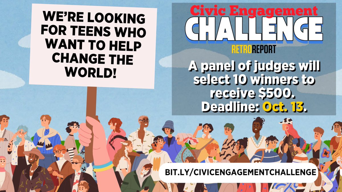 1/ Students, our #CivicEngagementChallenge submission portal is officially OPEN! Submit your video or essay between now and Oct. 13. A panel of judges will select 10 winners to receive $500. To enter and see rules and regulations go to: bit.ly/civicengagemen…