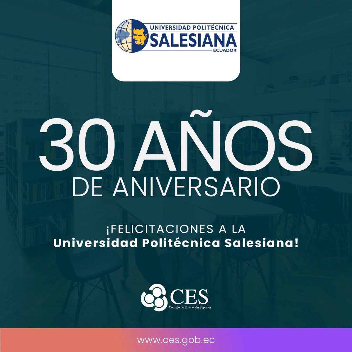 👏  | El Consejo de Educación Superior felicita al Universidad Politécnica Salesiana por su aniversario y reconoce su aporte en beneficio de la educación superior del país.

¡Felicidades <a href="/upsalesianaec/">Universidad Politécnica Salesiana</a>! 💪