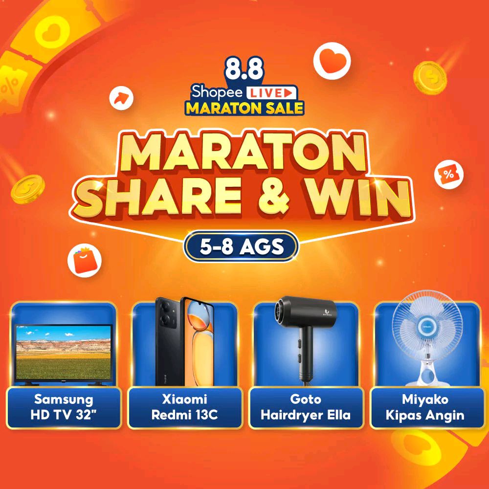 [5-8 AGS] Mau HP Gratis &amp; hadiah lainnya? Share ke temanmu, pasti dapat hadiah dari Shopee. Klik di sini! shp.ee/f1rnlr70msh