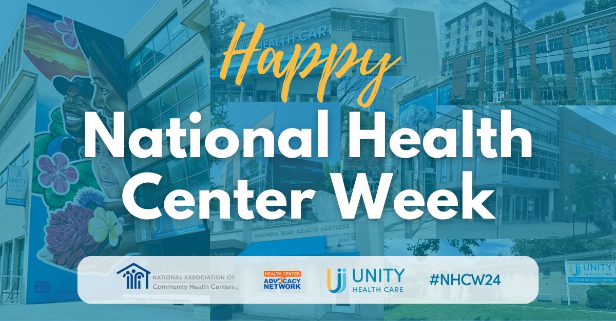 UnityHealthCare's tweet photo. Happy National Health Center Week! Join us as we celebrate the commitment of our staff, and the patients who depend on us for care, and recognize the significant role that Unity and our FQHC peers play in creating a healthier, more equitable country. #NHCW24 #VAlueCHCs #FQHCs https://t.co/jwG7cUtSf0