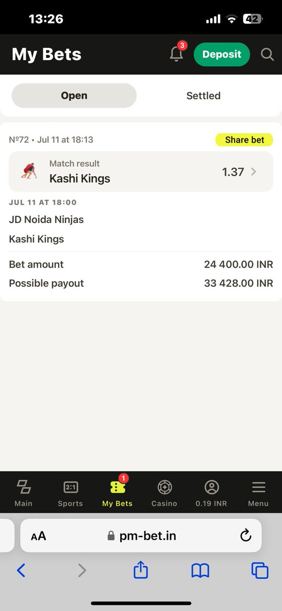 Raman95736766's tweet photo. Hello PariMatch @ParimatchSports @ParimatchUK
@ParimatchIndia 
The bet on UP Kabaddi League not settled yet Please Check It 
If you have any Proof about fixing please share proof or Return Money 
it's such a bad experience in betting on PariMatch 🚫💔
@UPKABADDILEAGUE https://t.co/lmAoq3t0nl