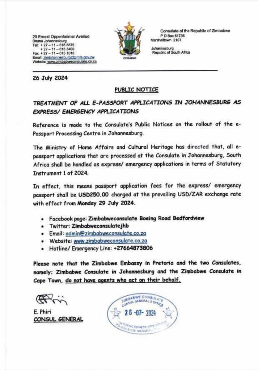 daddyhope's tweet image. Zimbabweans in South Africa are being charged US$250 for a passport application, which is R4,750.

Crooked Emmerson and his family have muscled into almost every government deal and tender, this has to stop!

We can’t allow this crook to continue milking every drop from our…