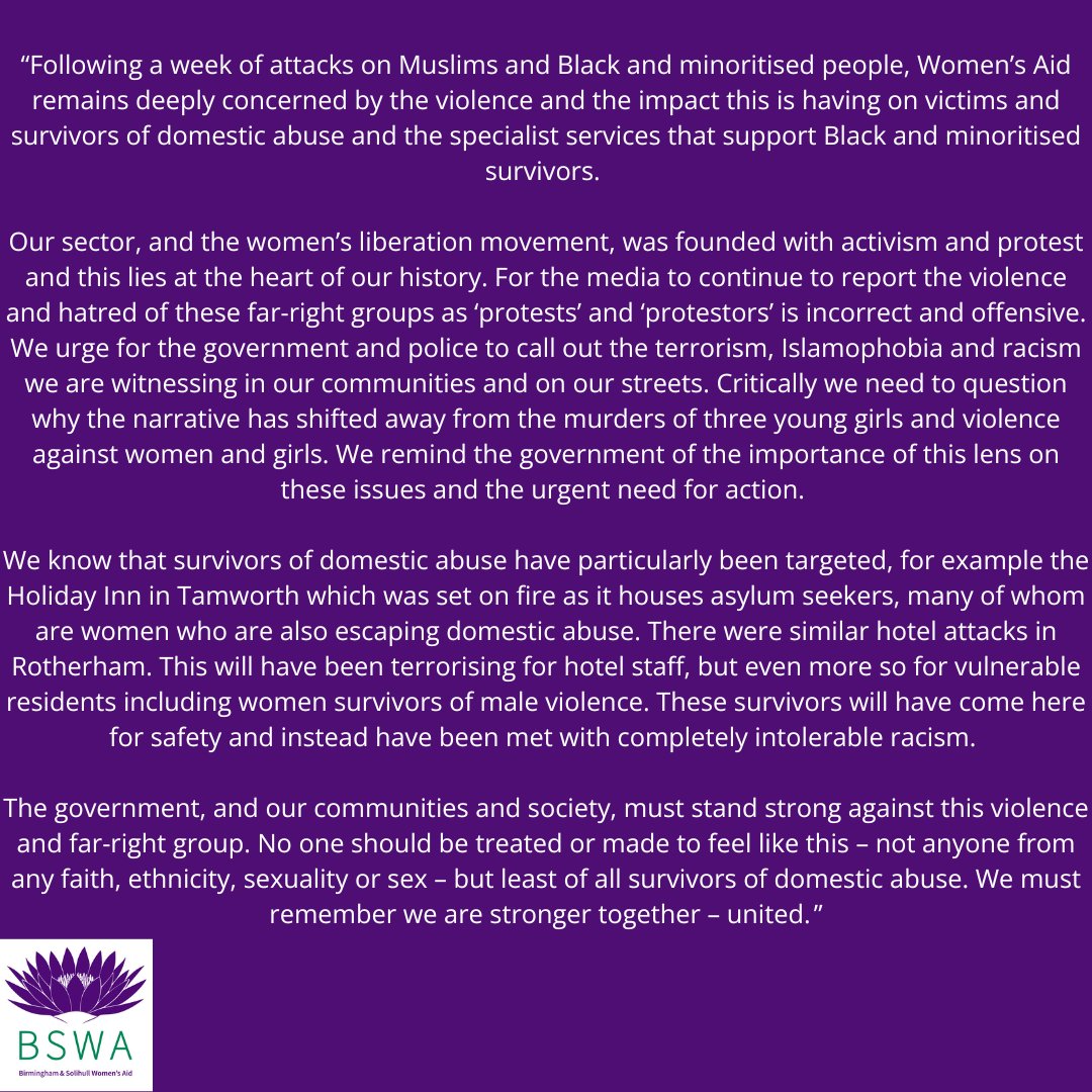 Bham&SolWomen's Aid (@bswaid) on Twitter photo Please see Women's Aid statement regarding the recent attacks. To read the statement on their website please visit womensaid.org Please see Women's Aid statement regarding the recent attacks. To read the statement on their website please visit womensaid.org