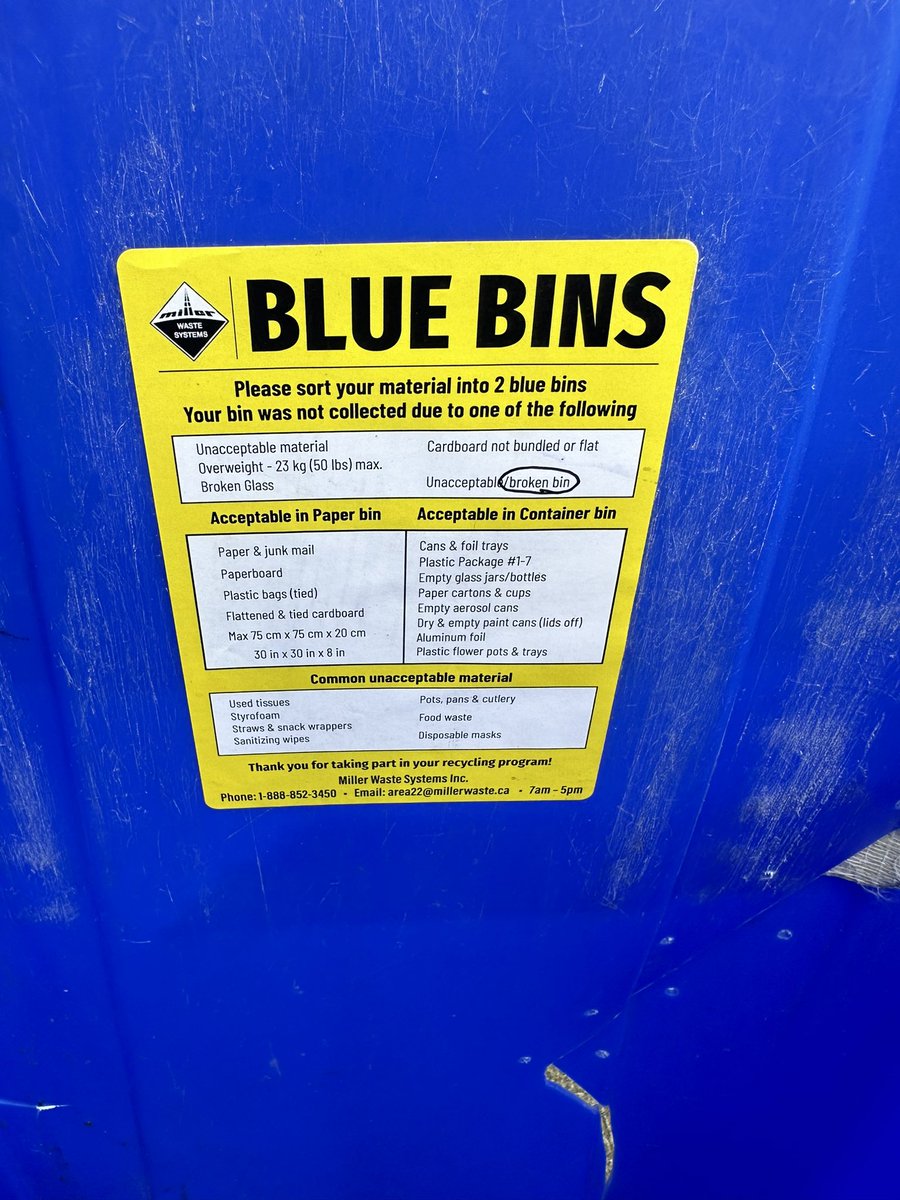 lenaspas's tweet photo. @millerWate @RegionWaterloo @WasteWR  don’t break my bin and make it my problem. Drop off a replacement of the bin you broke no longer suits your container “standards”. @WasteManagement https://t.co/9RBHRobV97