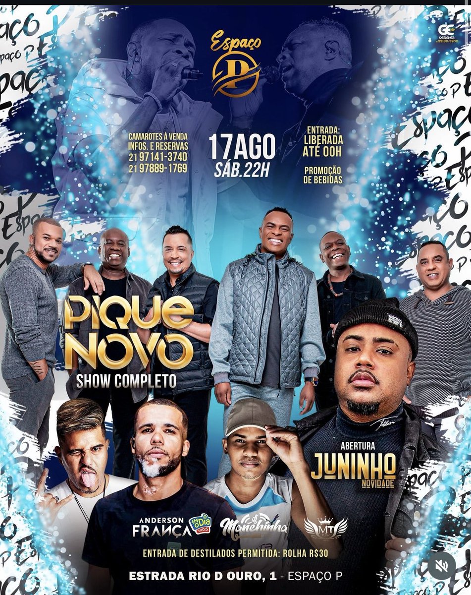 espacoPoficial's tweet photo. SHOW COMPLETO AO VIVO DO PIQUE NOVO ❕

@grupopiquenovo 
Espaço P .
PARA DEIXAR O EVENTO AINDA MAIS BONITO TEREMOS A PRESENÇA DELES :
 @jrnovidade 
 @andersonfrancadj
 @dj_manchinha

 É muito mais ....

 ENTRADA GRÁTIS ATÉ 0:00 🕛 

#piquenovo  #samba #pagode https://t.co/0MBniJrqFz