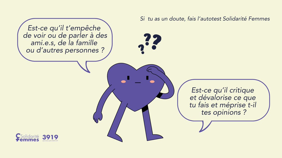 SolidariteFemme's tweet photo. Selon l’OMS, 19M de jeunes femmes sont concernées par les violences au sein du couple.

En France, près d’1 femme sur 5 en sont victimes (18%).

Si vous avez un doute, faites notre autotest https://t.co/rMlfOFoj74 ou appelez le 3919. https://t.co/BeCXSm1RU4