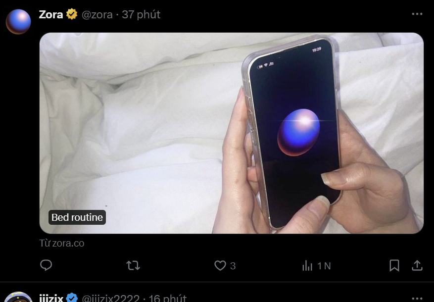 ✅️Zora x Bed routine✅️

Ae còn thở chứ, hiến máu nhân đạo lấy tương tác đầu tháng 7 âm lịch. Hàng chính chủ Zora dạo ni có vẻ ế, thấy thời gian mint chỉ có 1 ngày nên làm 1 nhát lấy tương tác nhé...

⚡️ Link MINT zora.co/collect/zora:0…⚡️