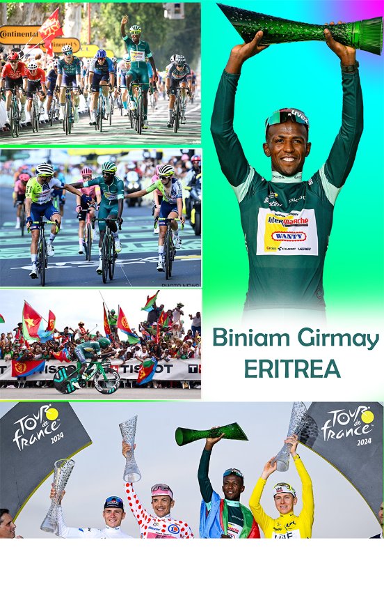 #Eritrea: Tumultous welcome, including an Official Ceremony, will be on display, as Biniam Girmay flies home tomorrow morning, in celebration of his unprecedented &amp; historic victories in Tour de France 2024.  

Bini is the 1st African Cyclist to win the Points