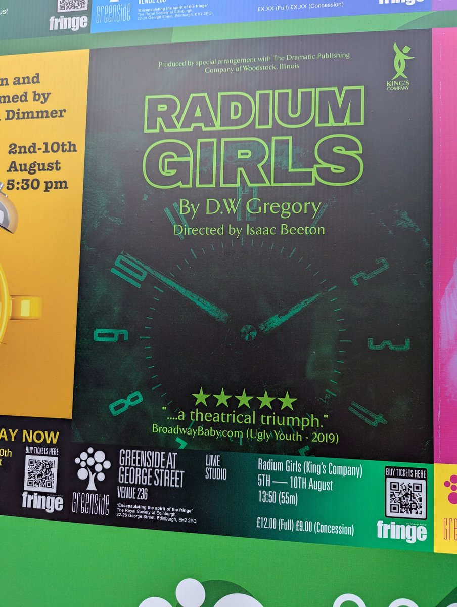A slick and moving youth production telling the story of #radiumgirls at #edfringe2024 gets the thumbs up from BSHR!