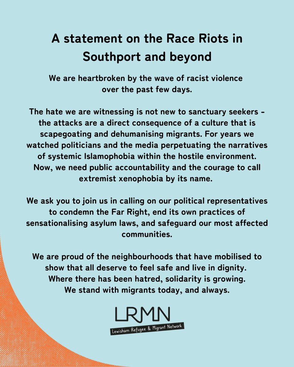 A statement from LRMN on the recent violence across the UK.