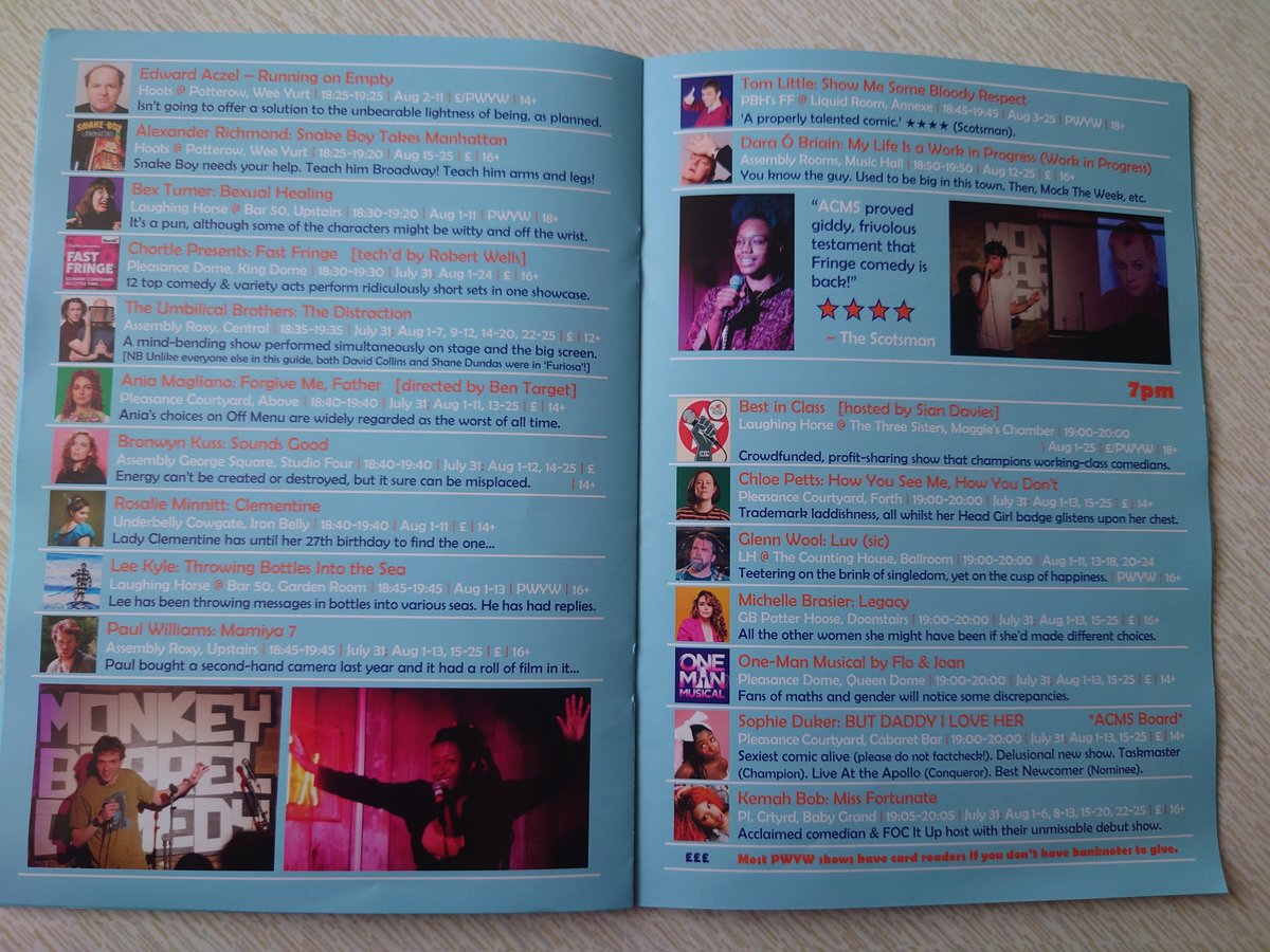 ACMS (@altcommemsoc) on Twitter photo Looking for early evening #edfringe goodness? We recommend...
e.g. <a href="/edwardaczel/">Edward Aczel</a>, <a href="/BexTurnerComedy/">Bex Turner</a>, <a href="/umbilicals/">Umbilical Brothers</a>, <a href="/AniaMags/">Ania Magliano</a>, <a href="/RosalieMinnitt/">rosalie minnitt</a>, @imleekyle, <a href="/PaulWilliams_12/">Paul Williams</a>, <a href="/ThisIsTomLittle/">Tom Little, the handsomest man on the Internet</a>, <a href="/daraobriain/">Dara Ó Briain</a>, <a href="/morriseysquiff/">Sian Davies *Best in Class*</a>, <a href="/ChloePetts/">Chloe Petts</a>, <a href="/GlennWool/">Glenn Wool</a>, <a href="/michellebrasier/">Michelle Brasier</a>, <a href="/sophiedukebox/">DUKER</a> &&& Looking for early evening #edfringe goodness? We recommend...
e.g. <a href="/edwardaczel/">Edward Aczel</a>, <a href="/BexTurnerComedy/">Bex Turner</a>, <a href="/umbilicals/">Umbilical Brothers</a>, <a href="/AniaMags/">Ania Magliano</a>, <a href="/RosalieMinnitt/">rosalie minnitt</a>, @imleekyle, <a href="/PaulWilliams_12/">Paul Williams</a>, <a href="/ThisIsTomLittle/">Tom Little, the handsomest man on the Internet</a>, <a href="/daraobriain/">Dara Ó Briain</a>, <a href="/morriseysquiff/">Sian Davies *Best in Class*</a>, <a href="/ChloePetts/">Chloe Petts</a>, <a href="/GlennWool/">Glenn Wool</a>, <a href="/michellebrasier/">Michelle Brasier</a>, <a href="/sophiedukebox/">DUKER</a> &&&