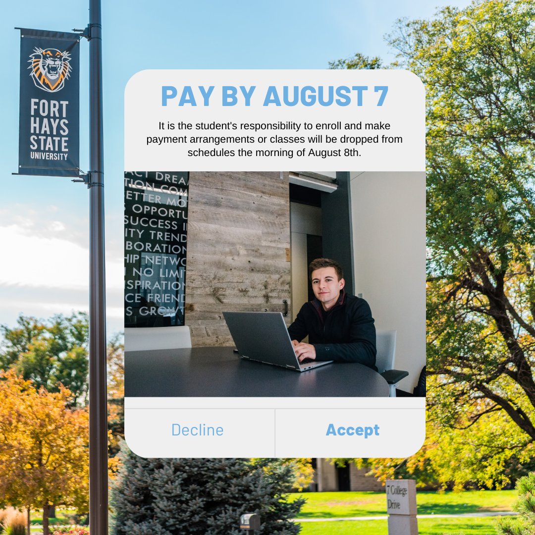 fhsuadmissions's tweet photo. ⚠️ Deadline Alert! ⚠️

Log into your Workday account and finalize today. https://t.co/pHpofkYfQb

Connect with your admissions counselor at https://t.co/mKj8zNVqB7 or call 785-628-5666 for help. https://t.co/3QMdnZ01zC
