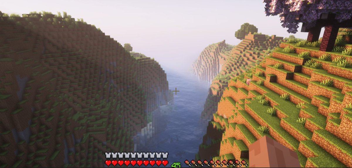 64bitRick's tweet image. If I build a house by the Cherry Blossom forest in my survival world, this will be the view from my front door..   Not too shabby!  #Minecraft #shaders #Minecraftshaders #Gaming #64bitrick