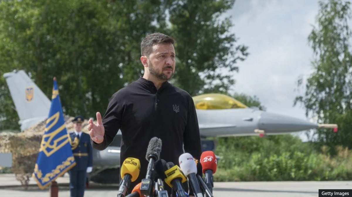 CREACleanAir's tweet photo. ❗️🌐Allies first F-16 fighter jets have arrived in Ukraine👇

🇺🇦President Zelensky has thanked Denmark, the Netherlands &amp; US

🚀Jets will provide defence against Russian attacks yet allies continue to line Kremlin's war chest by buying fossil fuels

https://t.co/gtT4037erT https://t.co/rrEqJrNsiE