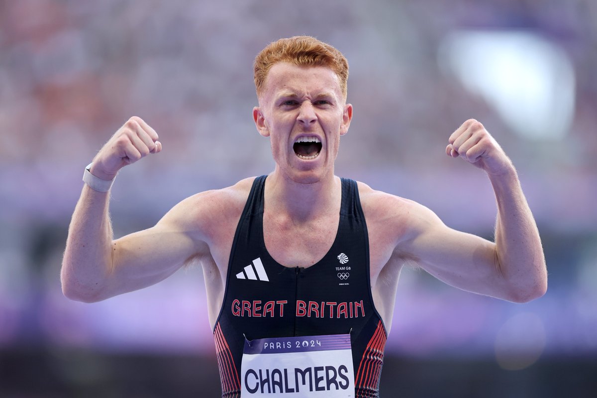 TeamGB's tweet photo. Morning athletics update! 🏃

Alastair Chalmers has booked his place in the semi-final 400m hurdles after putting in a shift to secure third place in a photo finish! 

#Paris2024 https://t.co/T48y9cgc6J