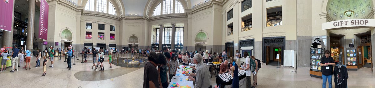 Dave Richeson (@divbyzero) on Twitter photo I had an amazing time at Family Day yesterday at <a href="/BridgesMathart/">Bridges Math Art</a>. Chaim Goodman-Strauss, Scott Vorthmann, and I ran a hat tile build. We found out when we got there that we were not allowed to use the floor, but we improvised and were able to make a pretty big tiling anyway. I had an amazing time at Family Day yesterday at <a href="/BridgesMathart/">Bridges Math Art</a>. Chaim Goodman-Strauss, Scott Vorthmann, and I ran a hat tile build. We found out when we got there that we were not allowed to use the floor, but we improvised and were able to make a pretty big tiling anyway.