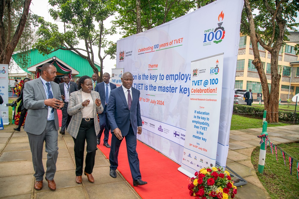 KeEquityBank's tweet photo. Dr. James Mwangi, Managing Director &amp; CEO of Equity Group, was the chief Guest at the celebration of TVET at 100. He delivered a message on “Innovative approaches and initiatives to enhance quality and relevance of TVET to Labour Market and Societal needs.” #Education #TVET https://t.co/jquR4HRRSd