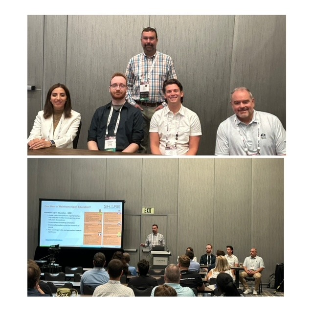 OpenMFProject's tweet image. Kicking off #SHAREKC2024 with a #MainframeOpenEducation panel! Speakers included a mix of new and seasoned #mainframers that discussed their career paths and the opportunities to learn and get involved in #OpenMainframe. @OpenMFProject @BroadcomMSD @SHAREhq