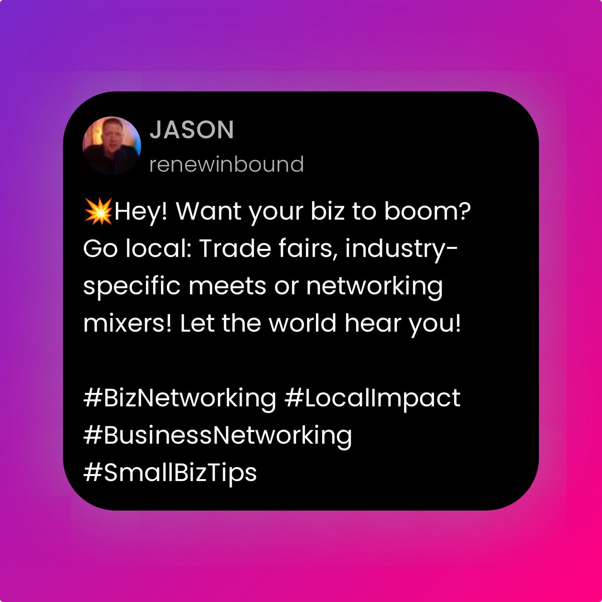 renewinbound's tweet image. 💥Hey! Want your biz to boom? Go local: Trade fairs, industry-specific meets or networking mixers! Let the world hear you! 

#BizNetworking #LocalImpact #BusinessNetworking #SmallBizTips