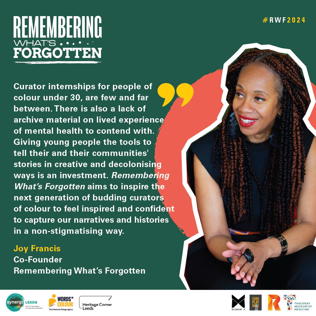 SYNERGI Leeds (@leedssynergi) on Twitter photo Funded by the <a href="/LeedsandYorkPFT/">Leeds & York Partnership NHS Foundation Trust</a>, the Remembering What’s Forgotten Curator Internship programme has been created in response to the over-representation of black and South Asian men detained under the #MentalHealthAct and as in-patients in psychiatric wards in #Leeds. Funded by the <a href="/LeedsandYorkPFT/">Leeds & York Partnership NHS Foundation Trust</a>, the Remembering What’s Forgotten Curator Internship programme has been created in response to the over-representation of black and South Asian men detained under the #MentalHealthAct and as in-patients in psychiatric wards in #Leeds.