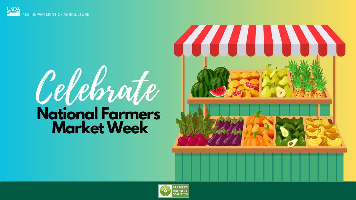 Happy National Farmers Market Week! As the heart of our local food system, farmers markets play an essential role in local food economy, regional food development and American agriculture. Be sure to stop by your local farmers market this week ➡️ usdalocalfoodportal.com