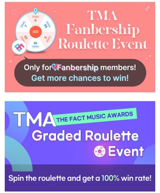 TeamNoonas's tweet photo. 📝Votos extras {TMA Roulette Event}
Pueden obtener votos extras en la ruleta les da acceso al terminar las tareas diarias y el número de votos extras depende del nivel que tengan [en las imagenes de abajo estan las ruletas de nivel black y la de nivel oro] https://t.co/ieByQ0dRu8