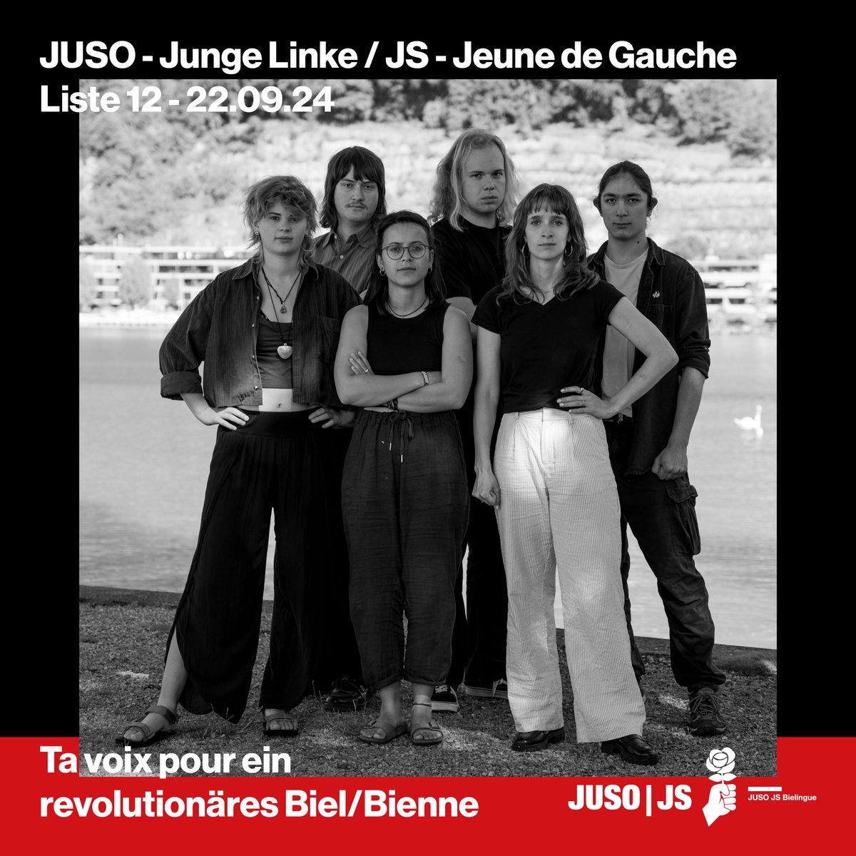jusojsbiel's tweet photo. Kämpfen wir gemeinsam für ein Biel für alle!
Wir stellen bei den diesjährigen Stadtratswahlen am 22. September wieder die jüngste und diverseste Liste. Unsere 26 Kandidat*innen auf der Liste 12, “JUSO - Junge Linke”, werden sich mit euch für die Bedürfnisse aller einsetzt! ✊🌹 https://t.co/nZhSaioCbp