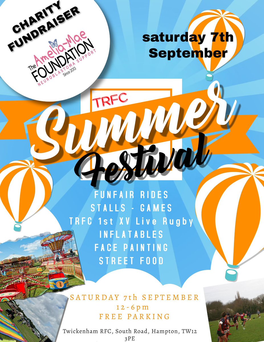 With the season just around the corner why not come and join us for Twickenham’s first game of the season against hove.
#rugby #festival #grassroots #twickenham #red #black #redandblack #season #firstgame #hove #team #family #fun #activities #rides #fairground #games #food #drink