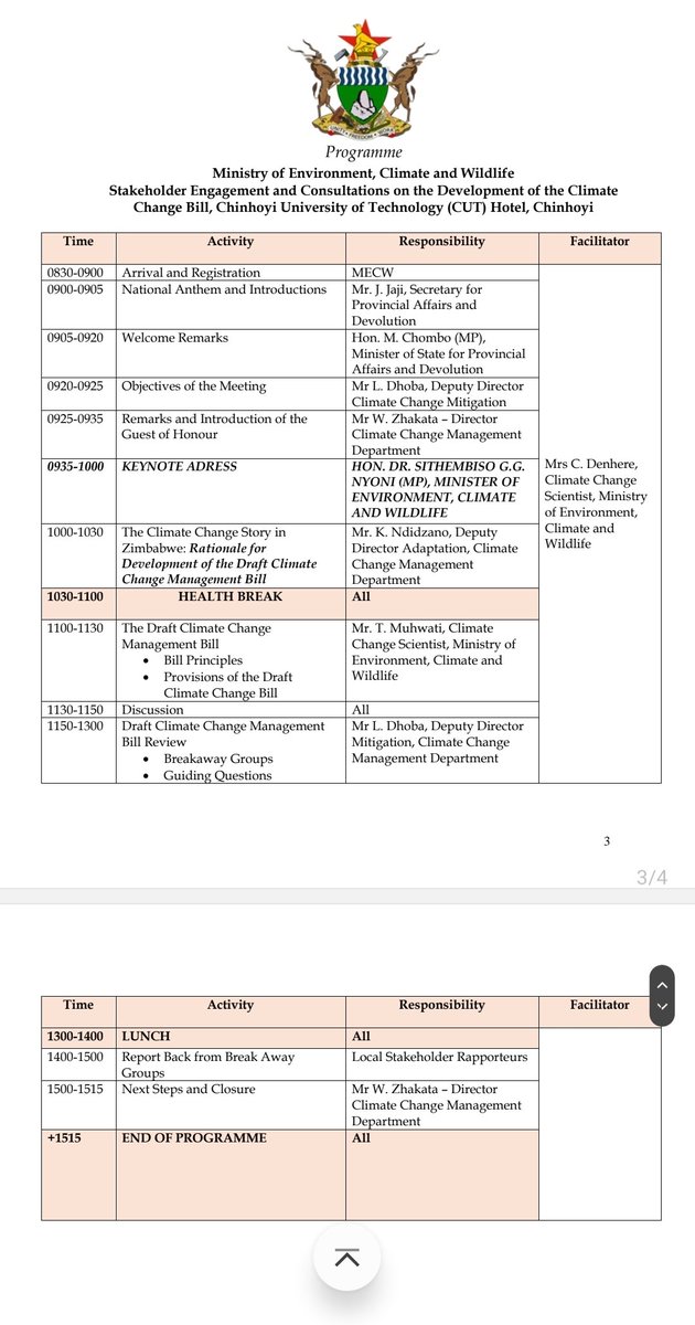 Climate Change Management Department (@climatezimdept) on Twitter photo Good day stakeholders, we have the Climate Change Management Bill consultations and engagement on the 8th of August 2024 at Chinhoyi University of Technology Hotel in Chinhoyi Mashonaland West province. Stakeholders in this province are all invited
<a href="/ldhoba/">Dhoba Lovemore</a> <a href="/WFP/">World Food Programme</a> <a href="/UNDPZimbabwe/">UNDP Zimbabwe</a> Good day stakeholders, we have the Climate Change Management Bill consultations and engagement on the 8th of August 2024 at Chinhoyi University of Technology Hotel in Chinhoyi Mashonaland West province. Stakeholders in this province are all invited
<a href="/ldhoba/">Dhoba Lovemore</a> <a href="/WFP/">World Food Programme</a> <a href="/UNDPZimbabwe/">UNDP Zimbabwe</a>