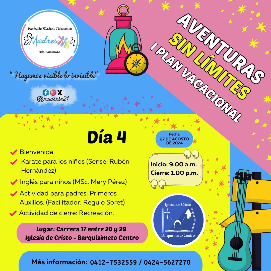 Día 4
Para más información, escribe a los números de la imagen. #planvacional #sindromedeDown #madresx21