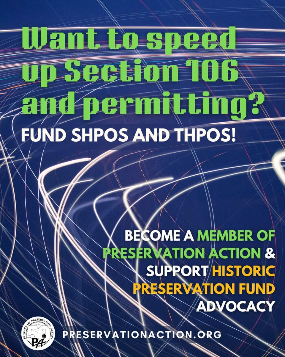 Preservation Action fights for federal funding for historic preservation. Robust federal support of our S/THPOs is necessary to streamline project review while protecting our country’s irreplaceable cultural resources. Join or renew your membership today! preservationaction.org/joinanddonate/…