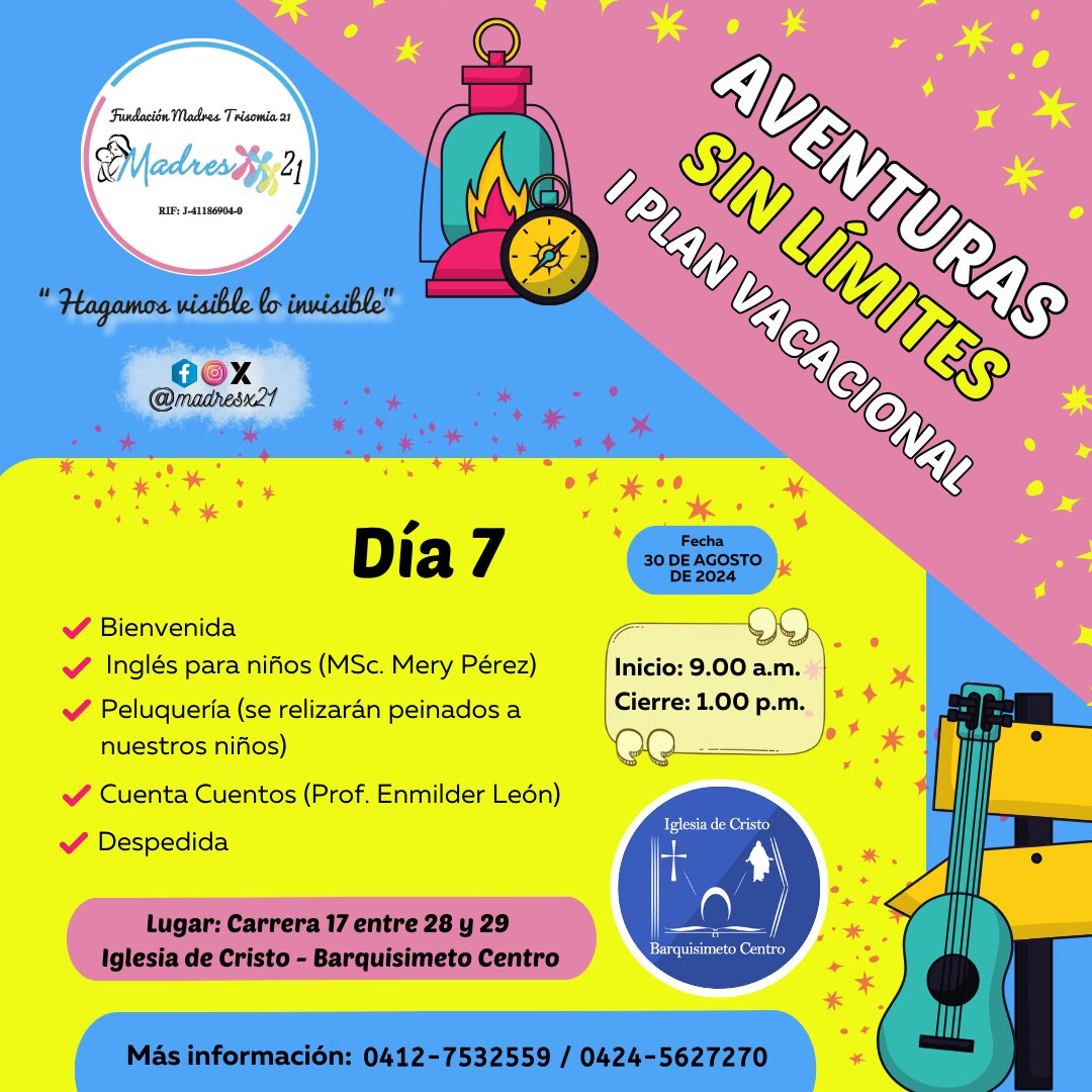 Día 7
Para más información, escribe a los números de la imagen. #planvacional #sindromedeDown #madresx21