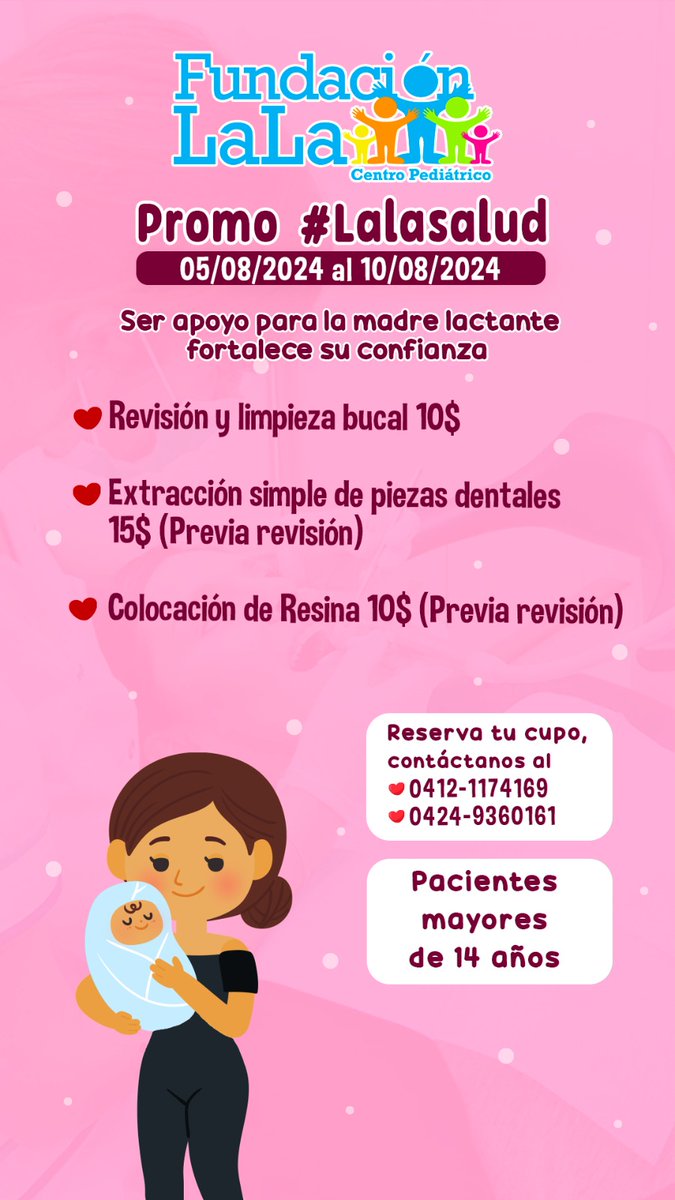 pediatricolala's tweet photo. En esta semana continuamos velando por la salud de cada adulto que nos necesita, por esto volvemos con la #PromoLalaSalud.

¡Observa 👇! Y descubre la disponibilidad.

#SomosLala
#PuertoOrdaz
#CentroPediatricoLala
#EspecialidadesLala https://t.co/zHruELrHql