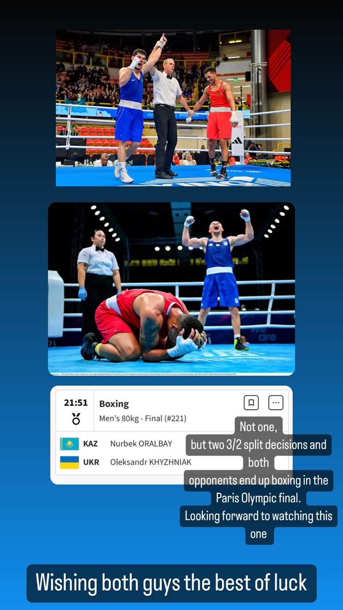 Looking forward to the 80kg Olympic final 🥊🥊🥊